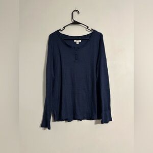 Sonoma Women’s Navy Blue Long Sleeve Pajama Shirt Size XL